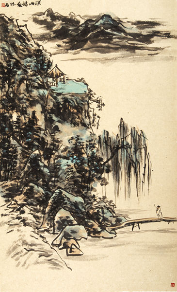 陈石画作 深山访友 陈石画作 深山访友