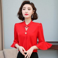 【女装】夏季新款时尚宽松洋气雪纺衬衫女/22534