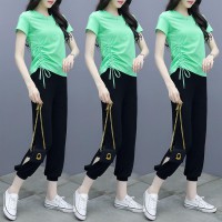 【女装】夏季时尚宽松短袖+休闲运动裤套装