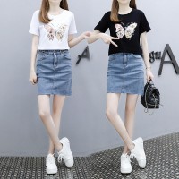 【女装】夏装新款时尚气质牛仔包臀裙套装