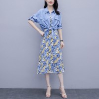 【女装】夏季新款时尚碎花连衣裙两件套
