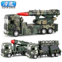 凌速大号可开门合金军事汽车模型玩具回力声光仿真火箭导弹救援车