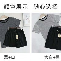 ins条纹情侣套装10套起批 25元/套